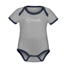 Load image into Gallery viewer, Organic Contrast Short Sleeve Baby Bodysuit - heather gray/navy