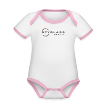 Load image into Gallery viewer, Organic Contrast Short Sleeve Baby Bodysuit - white/pink