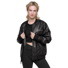 Load image into Gallery viewer, Spyglass Realty Faux Leather Bomber Jacket