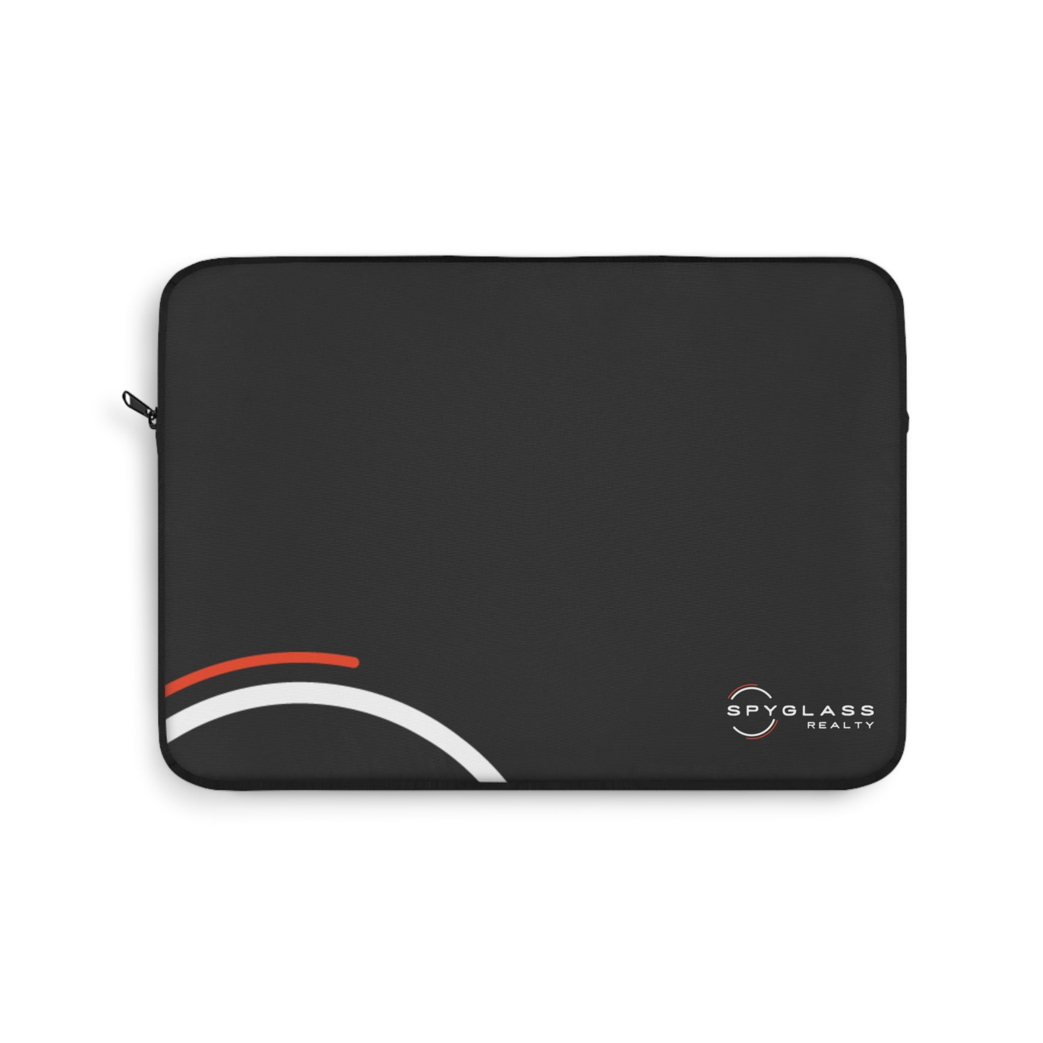 Laptop Sleeve – Minimal Black Protective Sleeve with Red & White Arc Accent (Spyglass Realty Logo)
