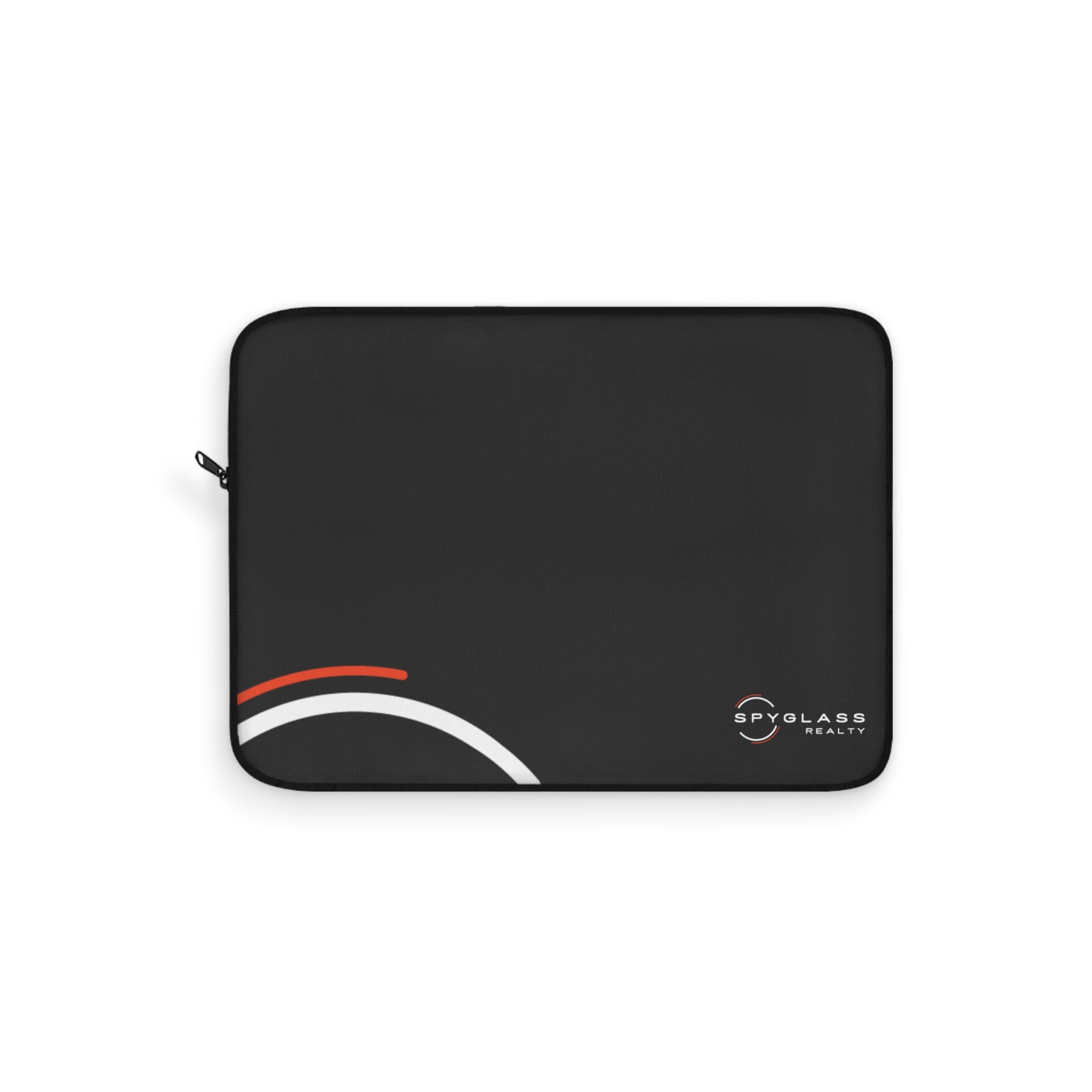 Laptop Sleeve – Minimal Black Protective Sleeve with Red & White Arc Accent (Spyglass Realty Logo)
