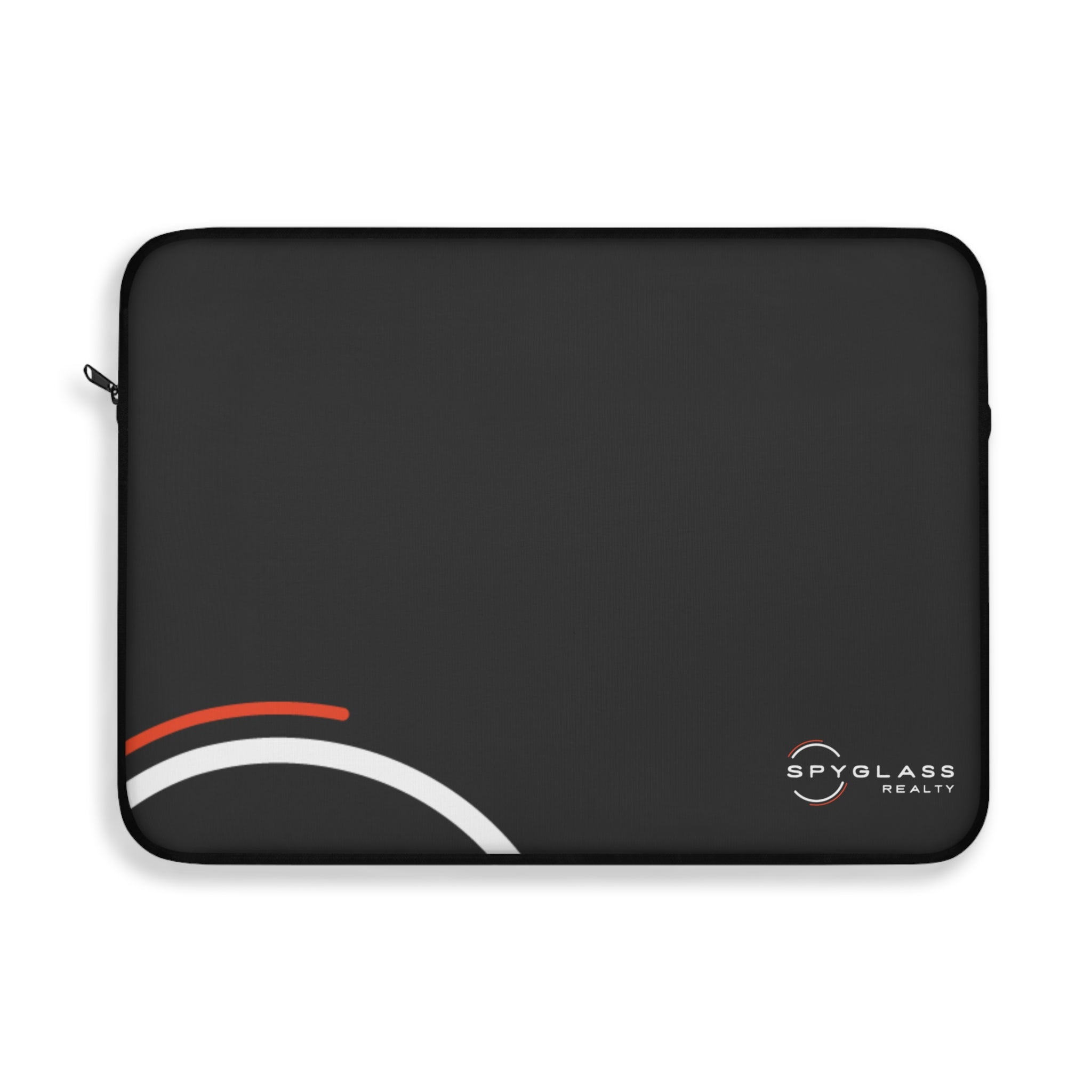 Laptop Sleeve – Minimal Black Protective Sleeve with Red & White Arc Accent (Spyglass Realty Logo)