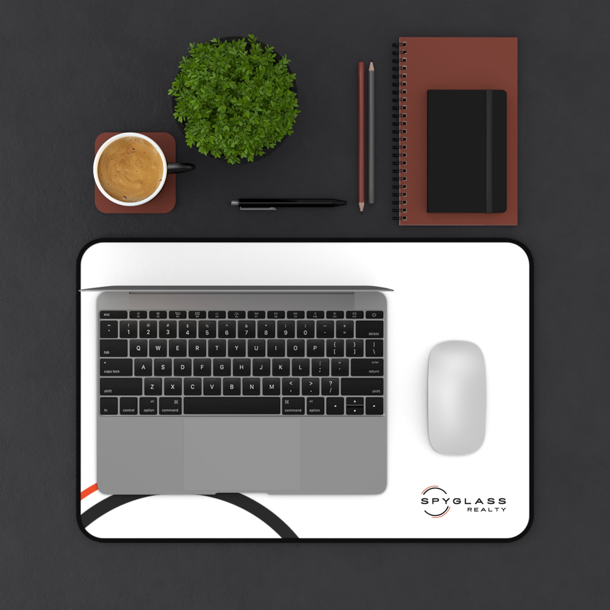 Spyglass Realty White Curved Desk Mat