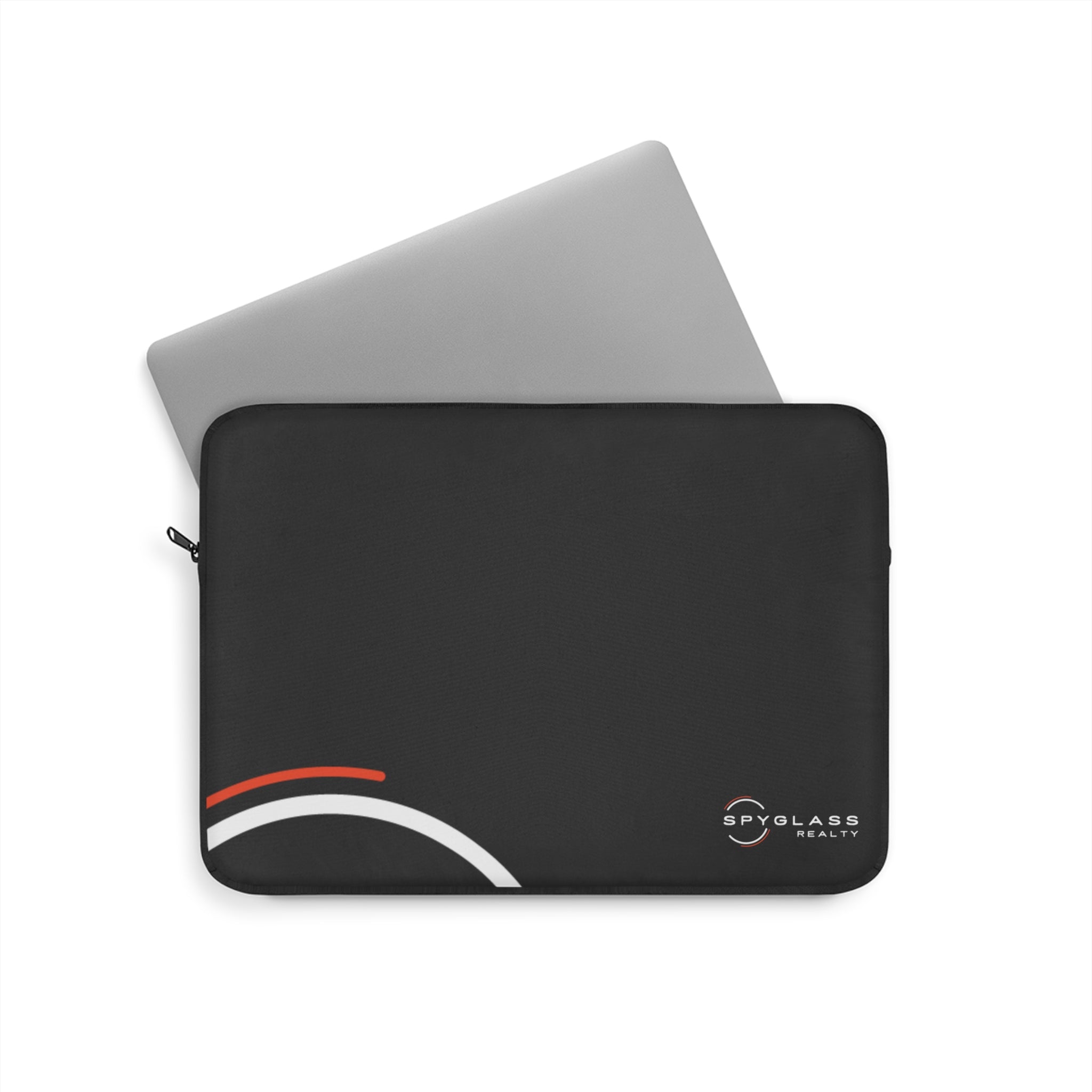Laptop Sleeve – Minimal Black Protective Sleeve with Red & White Arc Accent (Spyglass Realty Logo)