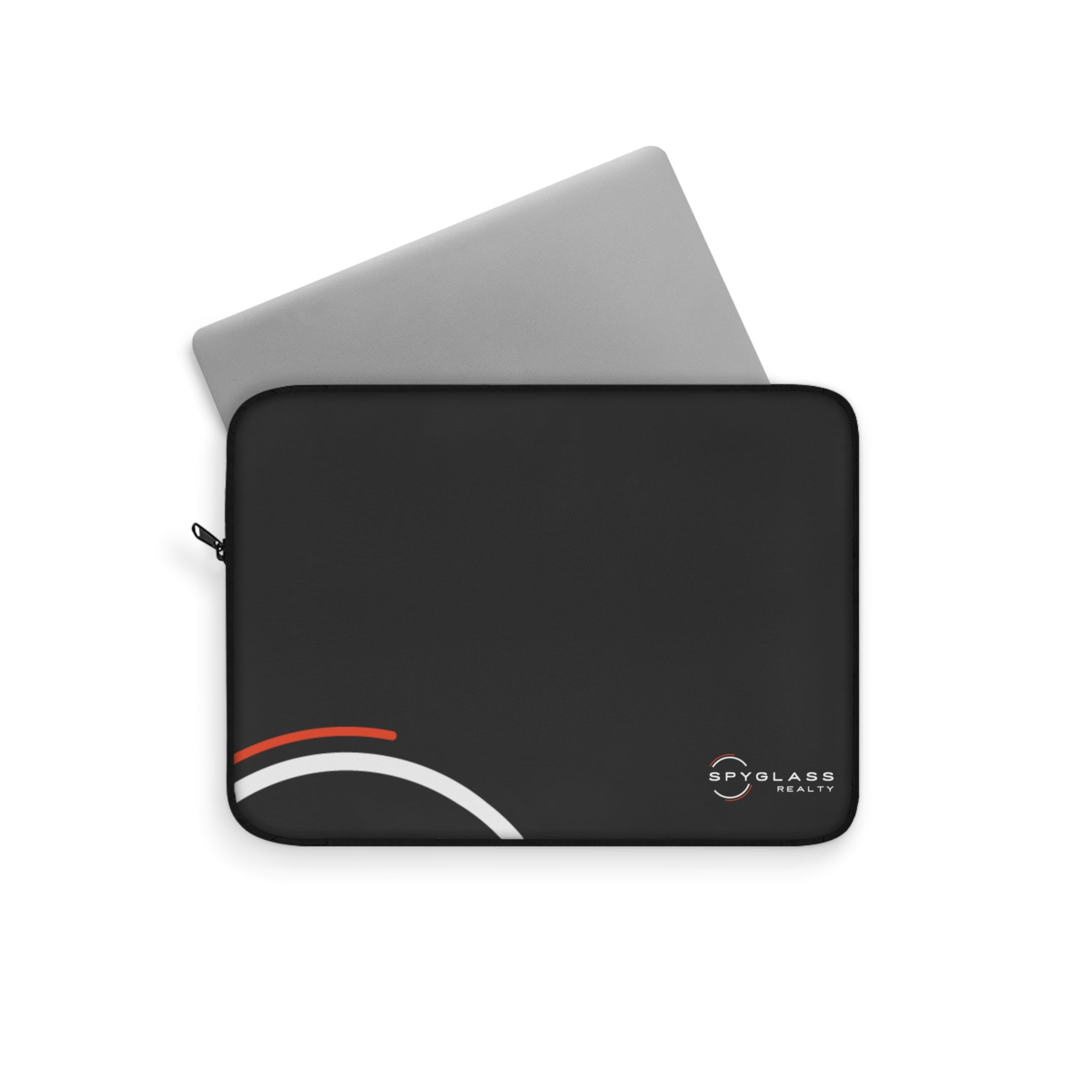 Laptop Sleeve – Minimal Black Protective Sleeve with Red & White Arc Accent (Spyglass Realty Logo)