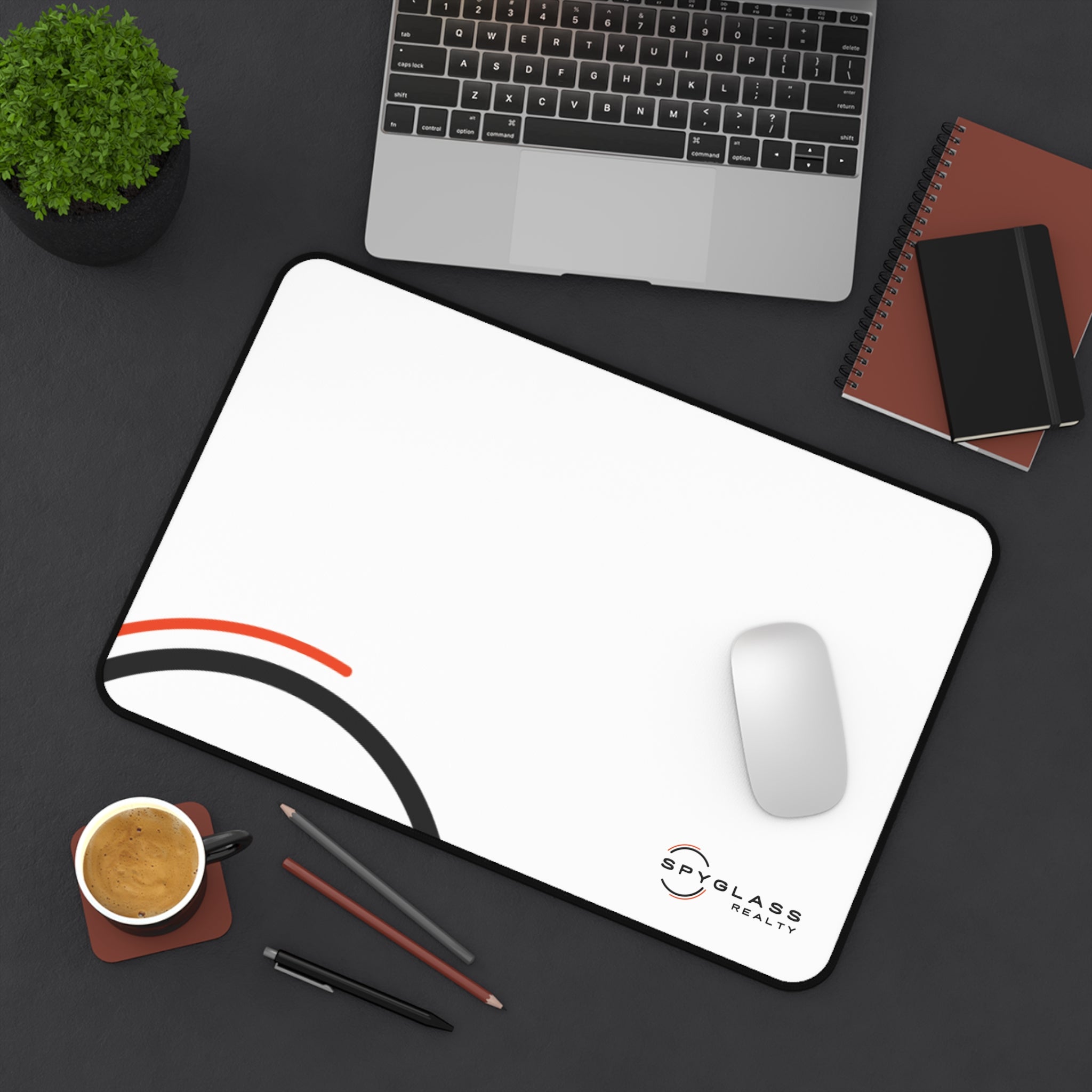 Spyglass Realty White Curved Desk Mat