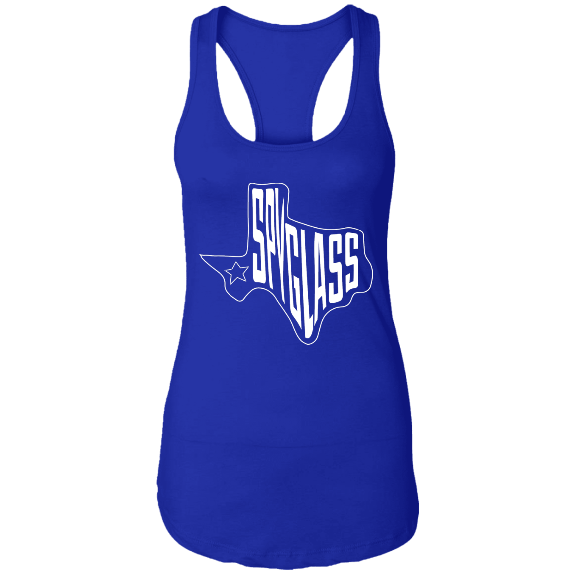 Spyglass Texas Map Ladies Ideal Racerback Tank