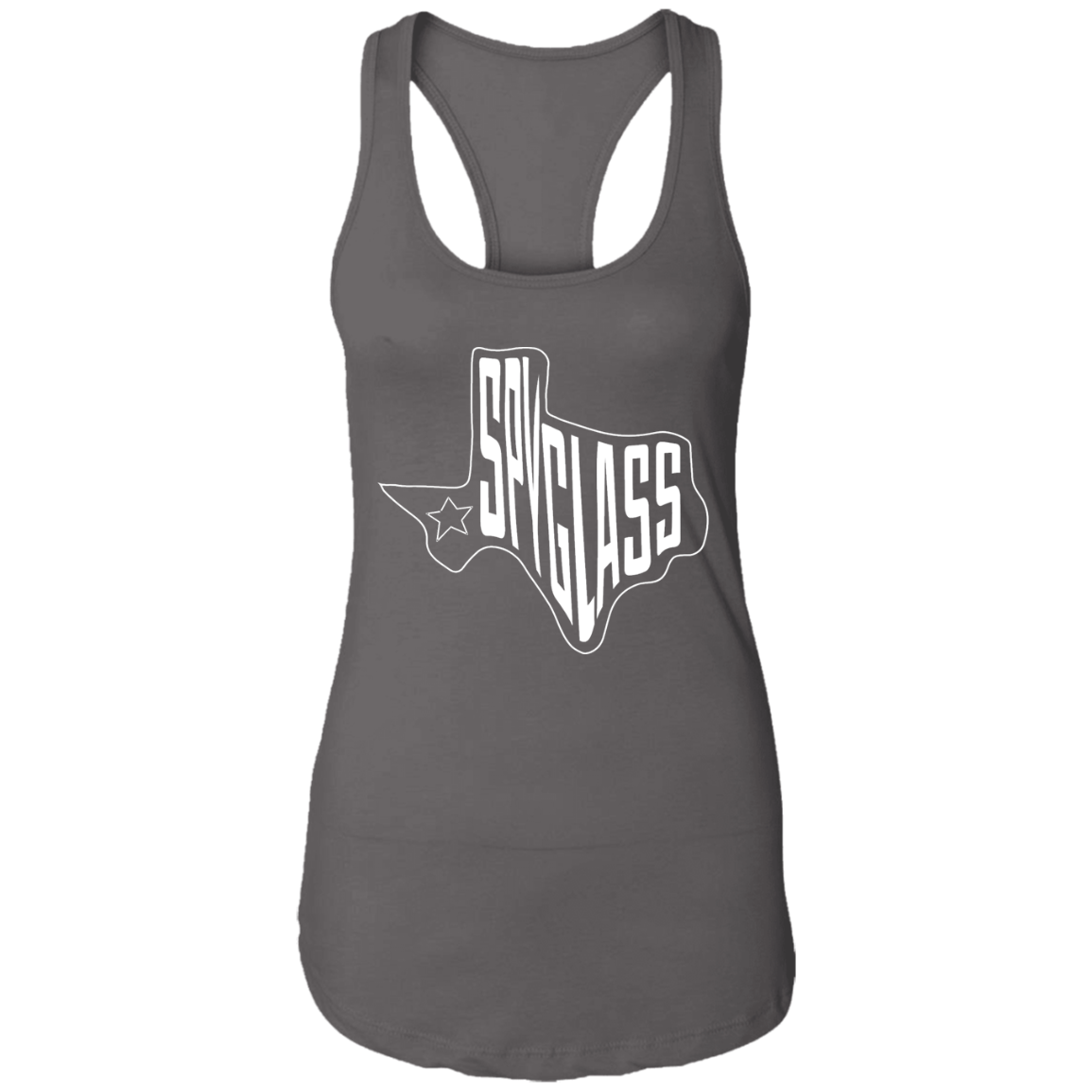 Spyglass Texas Map Ladies Ideal Racerback Tank