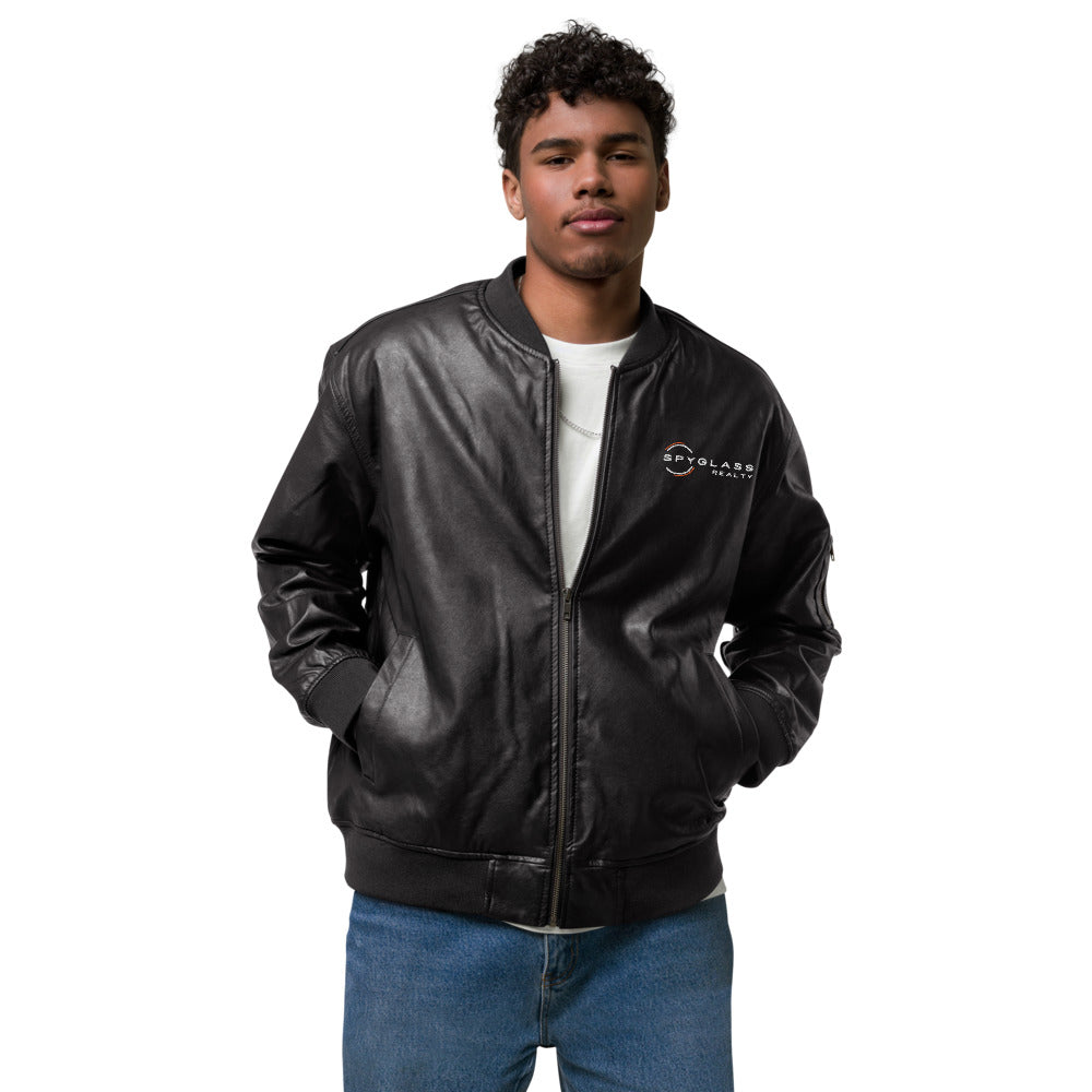 Spyglass Realty Faux Leather Bomber Jacket