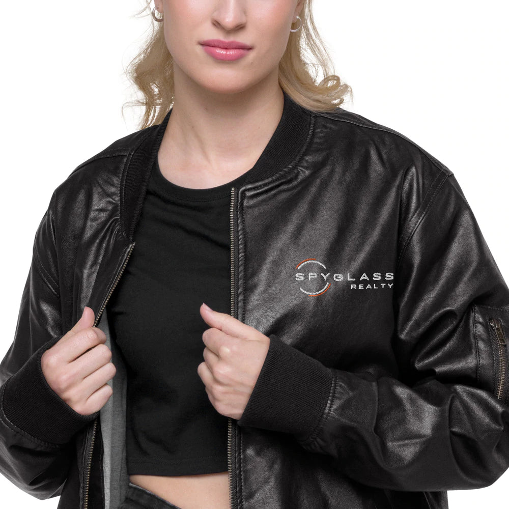 Spyglass Realty Faux Leather Bomber Jacket
