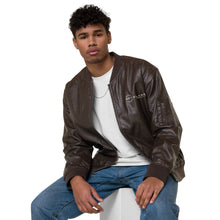 Load image into Gallery viewer, Spyglass Realty Faux Leather Bomber Jacket
