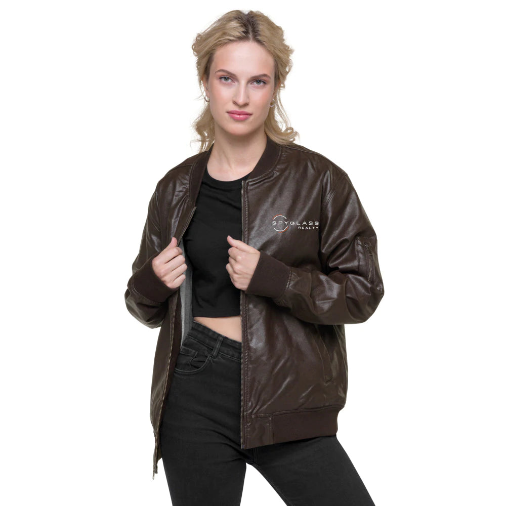 Spyglass Realty Faux Leather Bomber Jacket