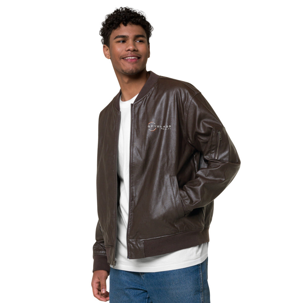 Spyglass Realty Faux Leather Bomber Jacket