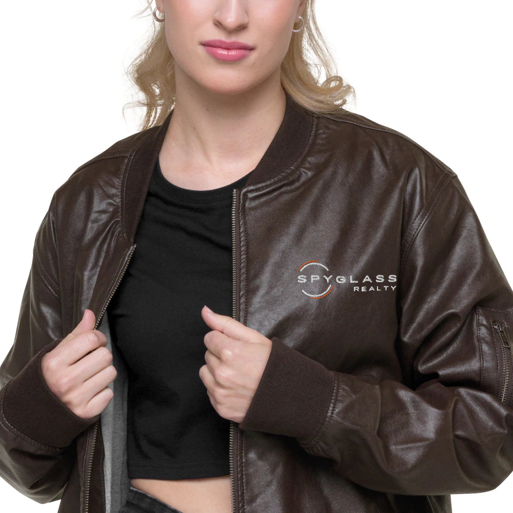 Spyglass Realty Faux Leather Bomber Jacket
