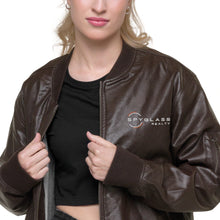 Load image into Gallery viewer, Spyglass Realty Faux Leather Bomber Jacket
